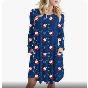 NWT! Christmas Lexington Avenue Women’s Festive Blue Santa Hat Dress Size Large